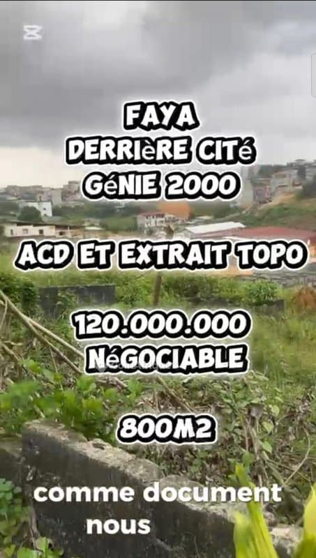 Terrain 800m² Cocody Faya — photo 4